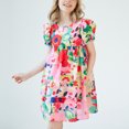 thumbnail image 5 of Hrsba Kids Summer Dress,Summer New Fashionable Printed Dress For Girls Super Flower Sweet Short Sleeved Princess Skirt ,Casual Sleeveless Dress for Girls,Pink ,6 Years, 5 of 5