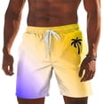 thumbnail image 4 of Tisuna Men'S Swim Trunks Elastic Waist Loose Fit 5 Inch Swim Shorts Fashion Breathable Mens Summer Holiday Gradient Print Beach Shorts Size L Yellow, 4 of 4