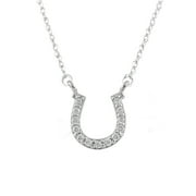 10K White Gold 1/10cttw Natural Round-Cut Diamond (I-J Color, I2-I3 Clarity) Horseshoe Pendant-Necklace, 18