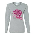 thumbnail image 2 of Wild Bobby Breast Cancer Awareness Flowers Breast Cancer Awareness Women Graphic Long Sleeve Tee, Heather Grey, Small, 2 of 6