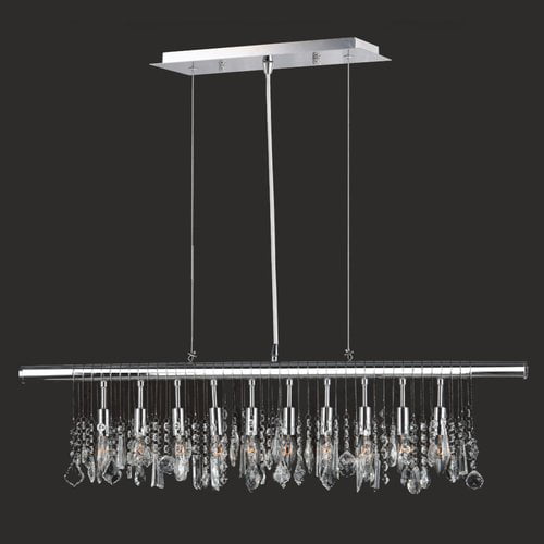 Nadia Collection 10 Light Chrome Finish and Clear Crystal Linear Pendant 36