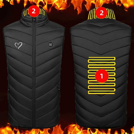 guisaled Heated Vest Men Winter Lightweight Warm Heated Vests Full Zip Stand Collar Soft Shell Heating Jackets Outdoor Hunting Vest Friday Flash Deal
