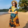 thumbnail image 4 of Easygdp Colorful Cloud Butterfly Sunflower para Vestido Transpirable de Mujer, Vestido Suelto de Manga Corta con Pliegues y Bolsillos para el Verano, 4 of 6