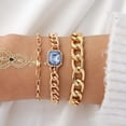 thumbnail image 2 of DPTALR European And American Three-layer Size Chain Blue Baguette Bracelet Women, 2 of 7