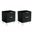 thumbnail image 6 of Glavbiku Wood Black Nightstand Set of 2,Carved 2-Drawer Night Table with Gold Leg Bedroom,20"H,Adult, 6 of 8