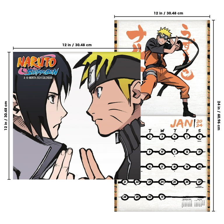 Trends International 2024 Naruto Shippuden Wall Calendar & Push Pins