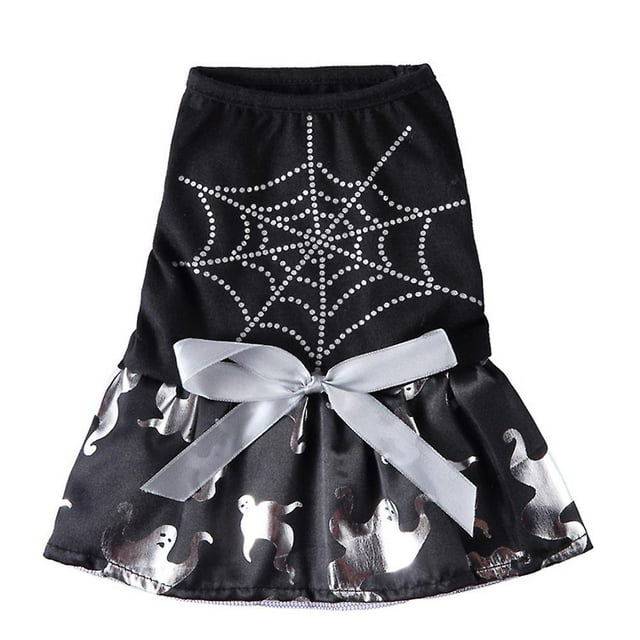 Vestido de Halloween para perro, ropa para mascotas con telaraña y lazo, falda de princesa compatible con Halloween