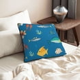 thumbnail image 6 of Velvet Decorative Throw Pillow Covers Set of 2, Soft Square Cushion Cover with Invisible Zipper Ocean Underwater Fish Printing, 18"x18", 6 of 7
