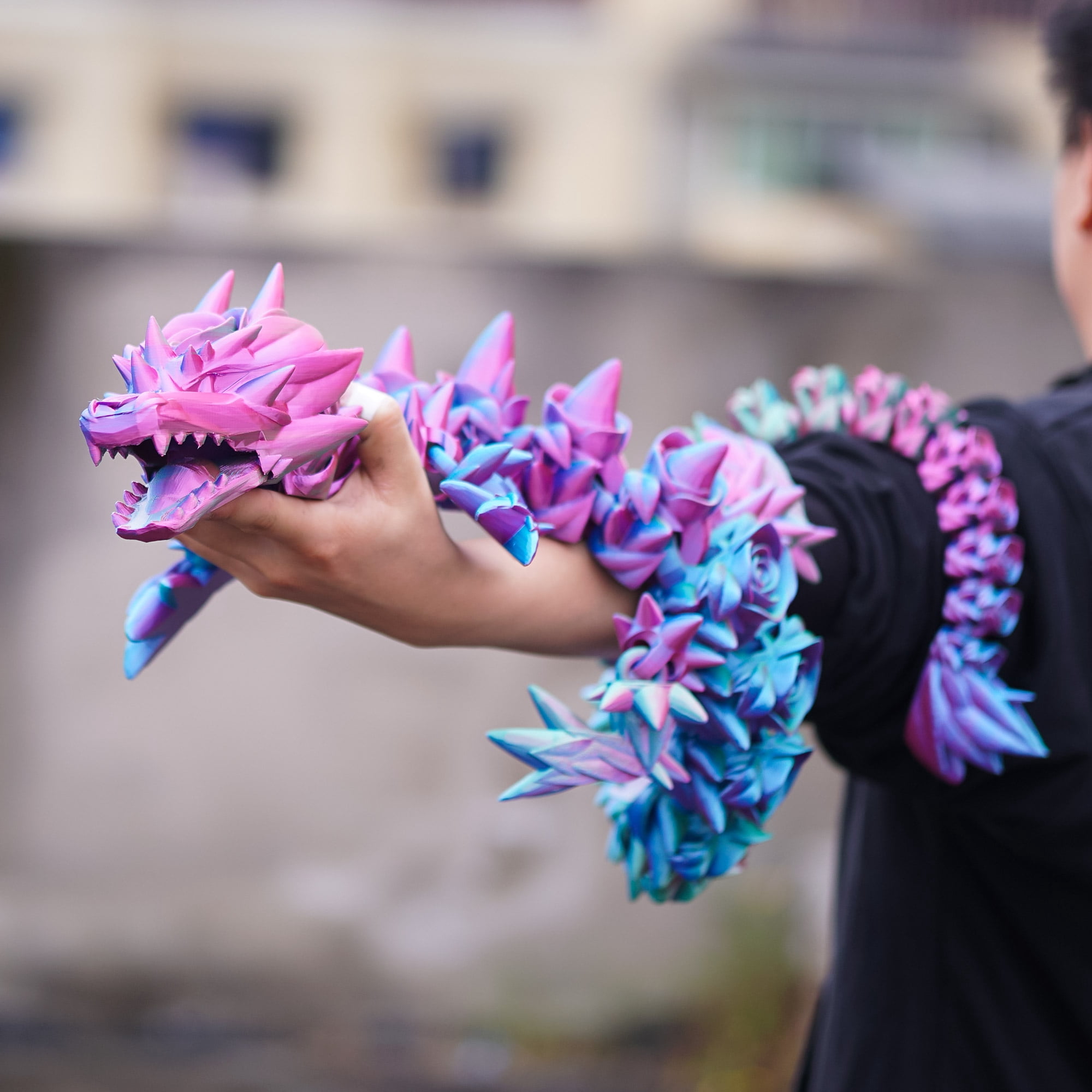 47.5inch 3D Printed Rose Dragon,Flexible Joint Animal lacertid Figurines,Realistic Eyes, Home Office Decor,Fidget Toy for Adults Teens Boy Festival Gifts
