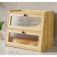 thumbnail image 4 of BALANBO Bread Box for Kitchen Countertop Bamboo Bread Storage Container Bin 2 Layer Breadbox Holder Large Capacity Keeper Wood Farmhouse Food Organizer Pantry Shelf Clear Window（Natural color), 4 of 6