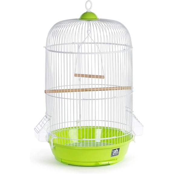 HomeStock Elegant Escape Small Round Bird Cage with Graceful Design, Durable Metal Construction, Compact Size, and Comfortable Space Green