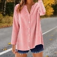 thumbnail image 6 of cocolona Womens Linen Blouses for Women Long Sleeve V Neck Striped Shirts Loose Casual Button Down Fall Tops, 6 of 6