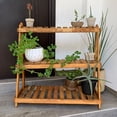 thumbnail image 1 of Soporte de Madera para Plantas Interior y Exterior, muy resistente y bonito para casa y jardín. Estantes exhibidor para flores y macetas de tres niveles. D4 Moderno, 1 of 7