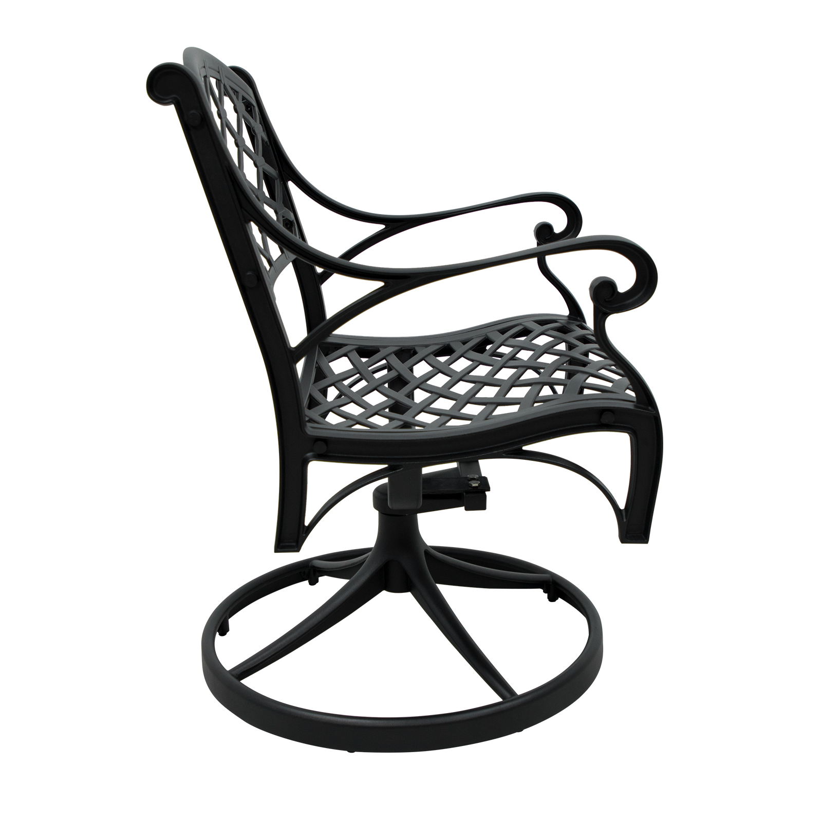 Outdoor Patio Swivel Dining Chair,Swivel Rocker Chairs with High Back Cast Aluminum Frame, Weather Resistant Metal Furniture for Lawn Backyard, Outdoor Dining Rocker Chair for Garden Backyard, Black - image 5 of 7