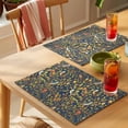 thumbnail image 4 of Botanical Birds Placemats Set of 8 Art Abstract Leaves Blue Place Mats Indoor Wipeable Table Mats Washable Cloth Dining Table Placemats for Kitchen Holiday Party Home Decor 13x19 Inch, 4 of 9