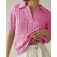 thumbnail image 3 of Sherrylily Women Cable Short Sleeve Sweaters Tops V Neck Knit Casual Pullover Shirt, 3 of 6