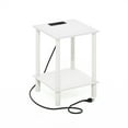 thumbnail image 2 of Furinno Turn-N-Tube 2-Tier Side Table, End Table with USB and Type-C Charging Port, White/White, 2 of 6