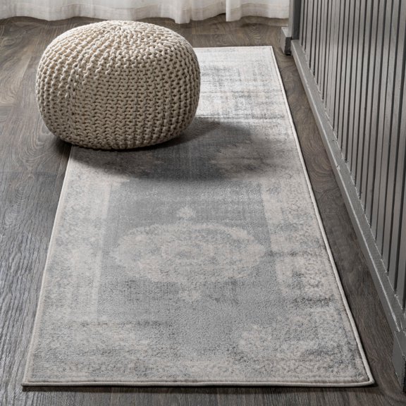 JONATHAN Y MODERN PERSIAN 2 x 10 Runner Rug, Rosalia Cottage Medallion - Gray/Dark Gray, MDP403E-210