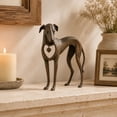 thumbnail image 3 of BingTong Heart Sighthound Sculpture Vintage Dog Sculpture with Hanging Heart Charm,Antique Bronze Finish Iron Greyhound Figurine,Rustic Animal Decor for Bookshelf Mantel Console Table,C, 3 of 6