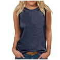 thumbnail image 1 of HBFAGFB Débardeurs d'Été pour Femmes Mode Col Rond Sans Manches T-Shirts Gilet Polyvalent Marine Taille TTG, 1 of 4