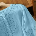 thumbnail image 5 of Blue Womens Blouses Embroidered Tops for Women Floral Cotton Linen Tunic Tshirt Tee Women 3/4 Sleeve V Neck Button Boho Ethnic Ladies Tops and Blouses, 5 of 5