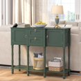 thumbnail image 4 of Console Table with 2 Drawers, Mid-Century Modern Entryway Table with Storage, Retro Narrow Long Behind Couch Sofa Table for Living Room, Foyer, Hallway, Green, 4 of 8