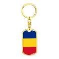 thumbnail image 4 of Romania Flag Swivel Keychain Dog Tag Stainless Steel or 18k Gold, 4 of 10