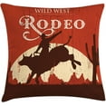 thumbnail image 3 of Set of 4 Throw Pillow Covers Vintage Western Cowboy Wild Modern West Riding Bull Wooden Decorative Pillow Cases Home Decor Square 18x18 Inches Pillowcases, 3 of 6