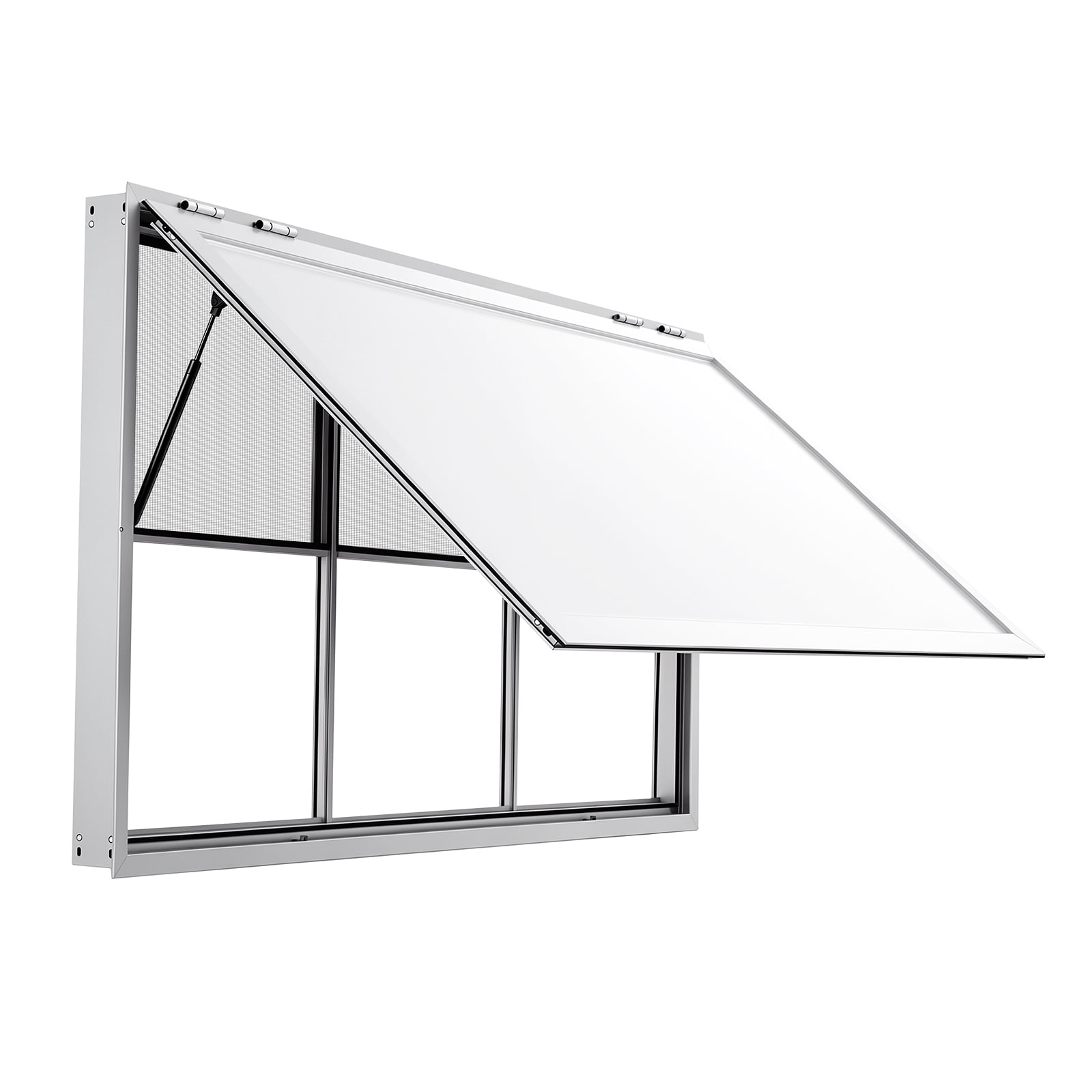 KFFKFF Concession Window 74x40 in Aluminum Alloy Service Window, Designed for Food Trucks, Features 3 Fixed and 3 Sliding Panels, Awning Door with Drag Hook, and Water-Resistant Construction
