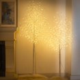 thumbnail image 1 of Ensemble d'Arbres de Bouleau Éclairés Arbres de Noël Blancs Décorations Intérieures Extérieures 5 Pieds 6 Pieds Arbre Artificiel Pré-Éclairé avec Minuterie et Variateur de Lumière Arbre à Brindilles LED pour Décoration Maison Porche Chambre Mariage, 1 of 9
