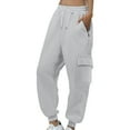 thumbnail image 3 of BODOAO Women's Sweatpants Baggy Cotton High Waisted Cinch Bottom Joggers with Pockets Casual Cute Lounge Workout Sweat Pants Thin Loose Sweatpants Comfortable Pants Sweatpants Light Ashy L, 3 of 9