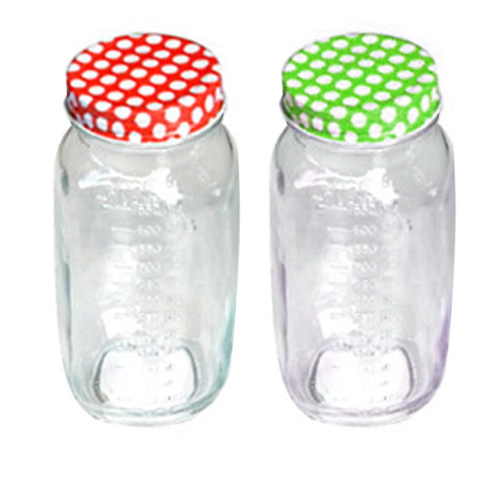 2 Set Clear Mason Jars 750 ml Wide Mouth Glass Lids Jelly Canning Pint