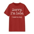 thumbnail image 4 of Sorry I'm Late I Saw A Dog Graphic Tees for Women Summer Casual Short Sleeve Crewneck Funny Dog Lover T Shirts, 4 of 4