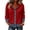Red #041, variant on Women's Casual Denim Jacket Patchwork Hooded Knit Button Front Jacket Ribbed Knit Cardigan with Denim Trim Long Sleeve Everyday Coat, S