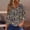 A245 Brown, variant on Blouse for Women V Neck Three Quarter Sleeve Casual Classic Fit Ditsy Floral Print Henley Button Detail Soft Lightweight Tops