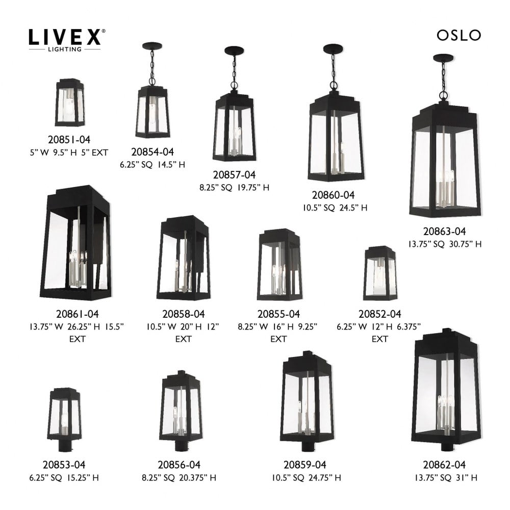 Livex Lighting - Oslo - 3 Light Outdoor Post Top Lantern in Mid Century Modern