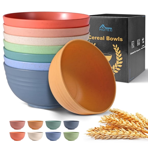 Cuencos para cereales HOTEC, pajitas de trigo irrompibles, 26 onzas, juego de 8