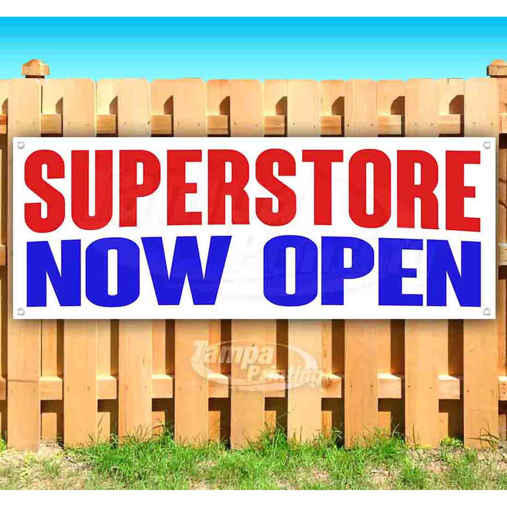 Superstore Now Open 13 oz Vinyl Banner With Metal Grommets
