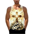 thumbnail image 2 of SGFCWSX Mens Tank Tops Graphic Sleeveless Shirts Breathable Lightweight Beachwear for Vacation Casual Wear Beige Size 2XL, 2 of 6