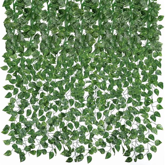 CEWOR 24 Pack 168ft Artificial Ivy Greenery Garland, Fake Vines Hanging Plants Backdrop for Room Bedroom Wall Decor, Green Leaves for Jungle Theme Party Wedding Decoration