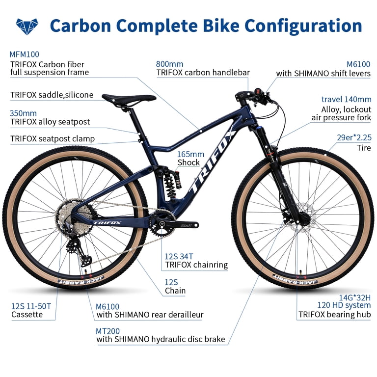 PIONEER Outroad MTB Bicycle, Adult Carbon Fiber Full Suspension