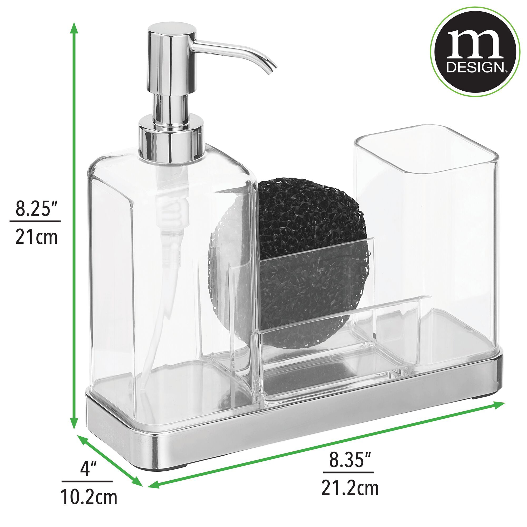 mDesign Kitchen Sink Pump and Storage Caddy Tray Set for Counter - Liquid  Dish and Hand Soap