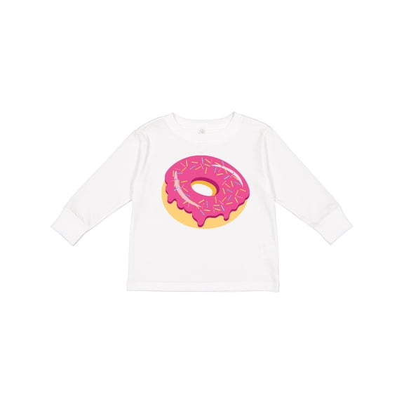 Inktastic Pink Donut with Sprinkles Boys or Girls Long Sleeve Toddler T-Shirt