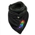 thumbnail image 1 of Women Color Feather Print Cotton Winter Warm Button Up Scarf, 1 of 3