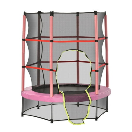 5FT Pink Kids Trampoline with Enclosure Net - Bungee Design, 3-6 Years, Indoor/Outdoor Safe Bouncing