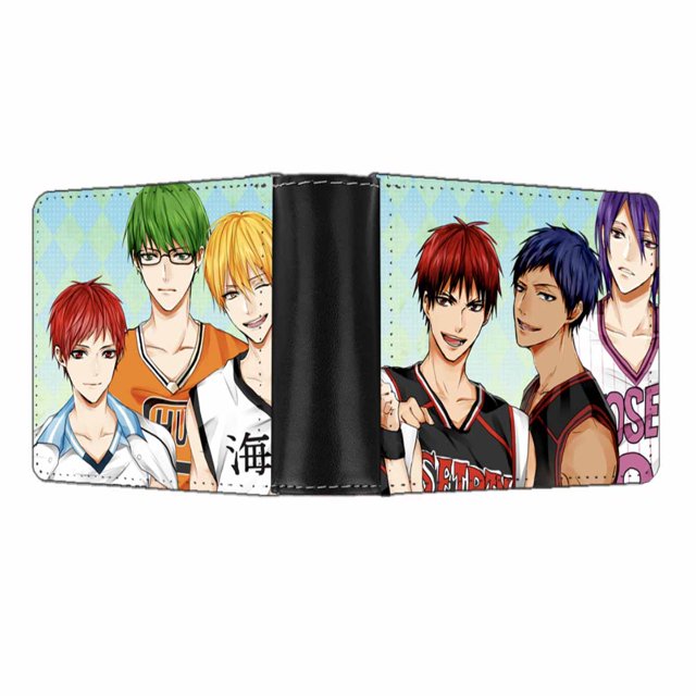 Billetera Kurokos con personajes de anime de baloncesto, delgada y plegable