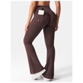 thumbnail image 4 of Flare Leggings with Pockets for Women Scrunch Workout Leggings Butt Lifting Gym Yog Bell-Bottomed Pants Coffee XL, 4 of 6