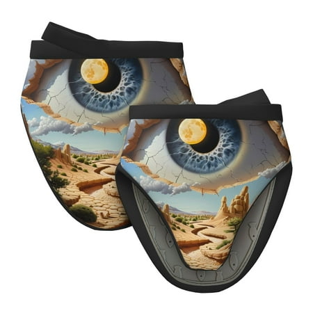 

Qekee Surreal Desert Eye Landscape Print Non-Slip Mini Oven Mitt Silicone Oven Mitts Heat Resistant Kitchen Mittens Pinch Mitts Cooking Mitts