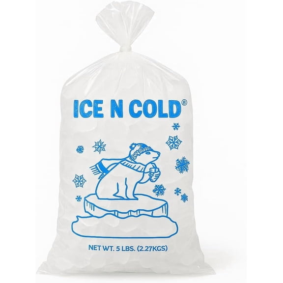 5LB Drawstring Ice Bags | ICE N COLD® | 100 Count Bags