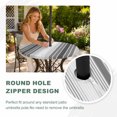 thumbnail image 4 of Round Outdoor Tablecloth with Umbrella Hole and Zipper, Gray Vertical Stripes Tablecloth with Elastic Waterproof, Retro Simple Neutral Abstract Lines Patio Table Covers for 36" - 44" Pool Tables, 4 of 9